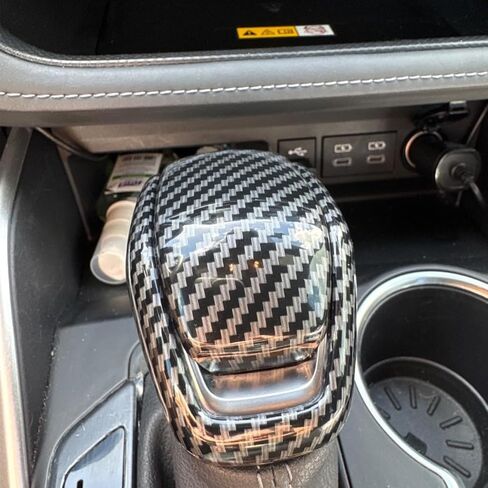 Tocatus Gear Shift Knob Cover Shifter Trim for Toyota RAV4 Highlander Venza 2019 2020 2021 2022 2023 2024, ABS Carbon Fiber 2pcs in Kuwait