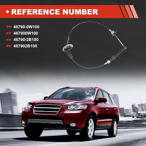 46790-0W100 Automatic Transmission Shifte Cable Compatible with Hyundai Santa Fe 2006-2009 467900W100 46790-2B100 467902B100 in Kuwait