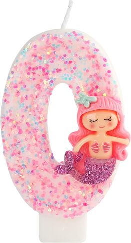 Pink 4 Candle, 4 Birthday Candle, Pink Glitter Mermaid Candle 4 for Cake, Cake Topper Decoration for Girls Women Mermaid Theme Birthday Party Anniversary Celebrations Supplies (4, Pink) in Saudi Arabia