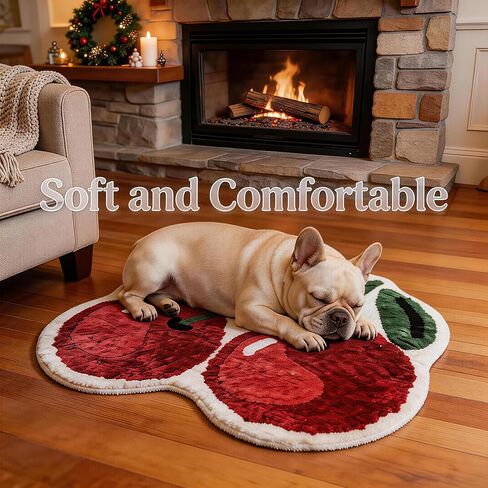 Cute Cherry Bath Mat, Non-Slip Absorbent Bath Mat Rug, Funny Cherry Bathroom Decor, Soft Flocked Bathroom Mat with Rubber Backing, 50x60cm in Kuwait