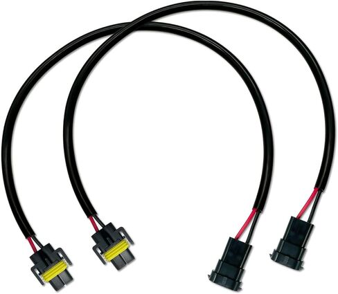 QTY 2- H11 H8 H9 Wiring Harness Connector Extension Cable for Headlight & Fog Light Halogen Bulb Copper Wiring 12V-24V Male & Female Connector 16AWG Heavy Duty Heat Resistant (Pack of 2) (10" Length) in Saudi Arabia