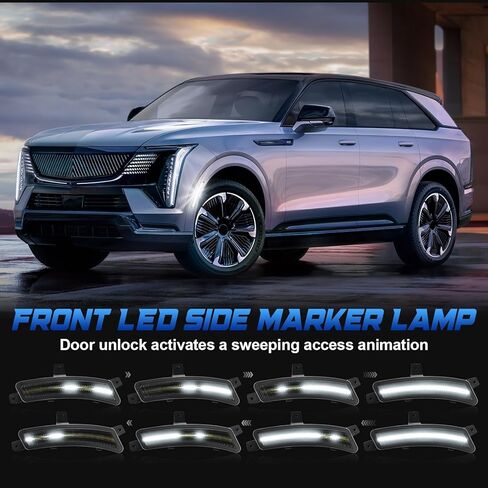 Side Marker Lights Fits for 2025 Tahoe, 2025 Suburban, 2025 Yukon, 2025 Escalade and Escalade ESV, 2 Packs Front LED Side Lamp, Smoked Lens White Light,Sweeping Access Animation in Kuwait