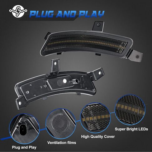 Side Marker Lights Fits for 2025 Tahoe, 2025 Suburban, 2025 Yukon, 2025 Escalade and Escalade ESV, 2 Packs Front LED Side Lamp, Smoked Lens White Light,Sweeping Access Animation in Kuwait