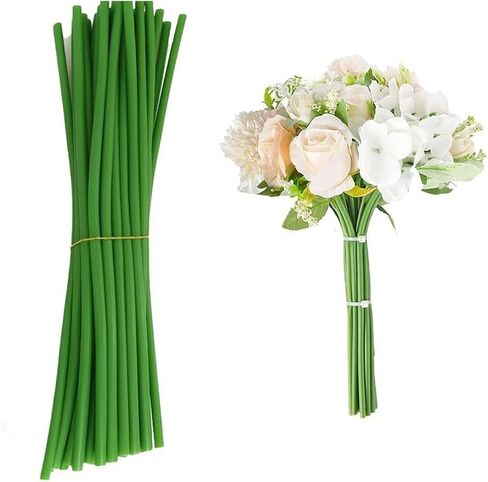 50pcs Floral Stem Covers, 30cm Green Plastic Flower Stem Tubes, Artificial Floral Arrangement Stems for Vase, Faux Bouquet Corsage Making Supplies in Kuwait
