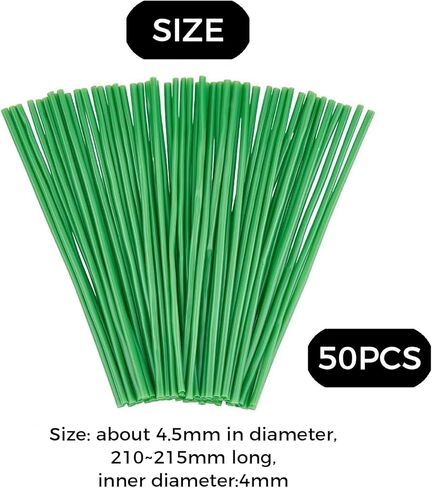 50pcs Floral Stem Covers, 30cm Green Plastic Flower Stem Tubes, Artificial Floral Arrangement Stems for Vase, Faux Bouquet Corsage Making Supplies in Kuwait
