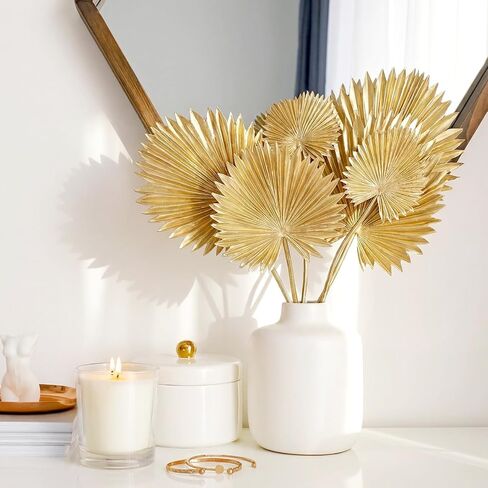 12 Pcs PU Foam Artificial Gold Palm Leaves Faux Palm Tropical Leaves Mixed Sizes Fake Tropical Golden Fronds for DIY Wedding Bouquets Centerpiece Arrangement Anniversary Party Home Decoration in Saudi Arabia