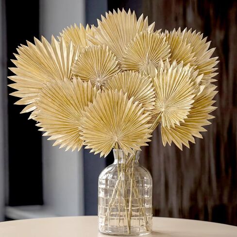 12 Pcs PU Foam Artificial Gold Palm Leaves Faux Palm Tropical Leaves Mixed Sizes Fake Tropical Golden Fronds for DIY Wedding Bouquets Centerpiece Arrangement Anniversary Party Home Decoration in Saudi Arabia