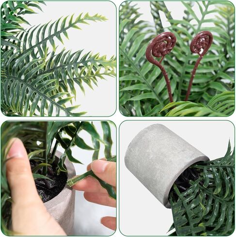 نباتات السرخس بوسطن الاصطناعية بوعاء 15 بوصة نباتات شجيرات خضراء وهمية في وعاء للمنزل والمكتب وغرفة المعيشة ورف المكتب والديكور الخارجي in Kuwait