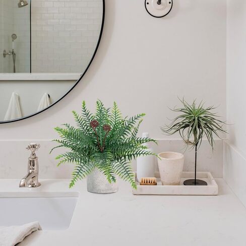 نباتات السرخس بوسطن الاصطناعية بوعاء 15 بوصة نباتات شجيرات خضراء وهمية في وعاء للمنزل والمكتب وغرفة المعيشة ورف المكتب والديكور الخارجي in Kuwait