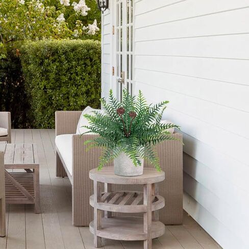 نباتات السرخس بوسطن الاصطناعية بوعاء 15 بوصة نباتات شجيرات خضراء وهمية في وعاء للمنزل والمكتب وغرفة المعيشة ورف المكتب والديكور الخارجي in Kuwait