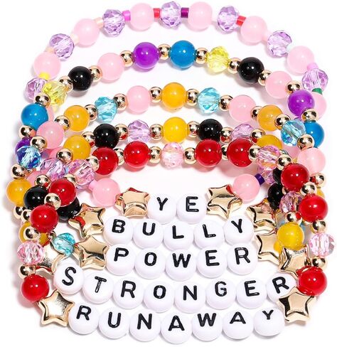 AICase for Kanye West Merch Gifts Inspired Bracelets 5 Pcs Stackable Stretch Beaded Friendship Bracelets Shirt Outfit Graduation Vinyl Poster Sticker Merchandise Gifts for Fans Women in Saudi Arabia
