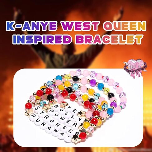 AICase for Kanye West Merch Gifts Inspired Bracelets 5 Pcs Stackable Stretch Beaded Friendship Bracelets Shirt Outfit Graduation Vinyl Poster Sticker Merchandise Gifts for Fans Women in Saudi Arabia