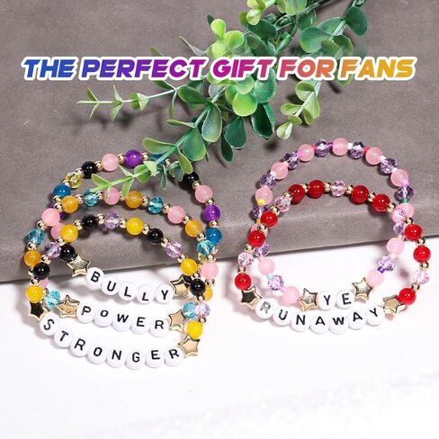 AICase for Kanye West Merch Gifts Inspired Bracelets 5 Pcs Stackable Stretch Beaded Friendship Bracelets Shirt Outfit Graduation Vinyl Poster Sticker Merchandise Gifts for Fans Women in Saudi Arabia