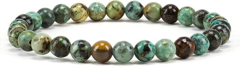 Cherry Tree Collection - Small, Medium, Large Sizes - Gemstone Beaded Bracelets For Women and Men - 6mm Round Beads (African Turquoise, Large) in Kuwait