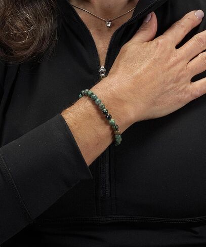 Cherry Tree Collection - Small, Medium, Large Sizes - Gemstone Beaded Bracelets For Women and Men - 6mm Round Beads (African Turquoise, Large) in Kuwait