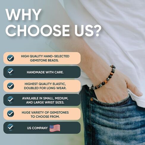 Cherry Tree Collection - Small, Medium, Large Sizes - Gemstone Beaded Bracelets For Women and Men - 6mm Round Beads (African Turquoise, Large) in Kuwait