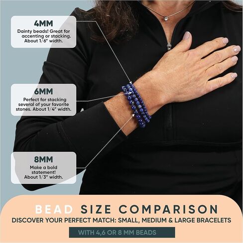 Cherry Tree Collection - Small, Medium, Large Sizes - Gemstone Beaded Bracelets For Women and Men - 6mm Round Beads (African Turquoise, Large) in Kuwait