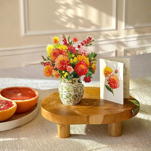 Freshcut Paper Mini Dahlia Sunrise Pop Up Cards, 6 Inch Mini Sized Forever Flower Bouquet 3D Popup Greeting Card, Birthday Cards, Valentine's Day Card, Blank Notecard & Envelope in Kuwait