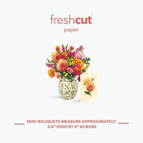 Freshcut Paper Mini Dahlia Sunrise Pop Up Cards, 6 Inch Mini Sized Forever Flower Bouquet 3D Popup Greeting Card, Birthday Cards, Valentine's Day Card, Blank Notecard & Envelope in Kuwait