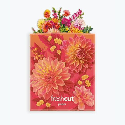 Freshcut Paper Mini Dahlia Sunrise Pop Up Cards, 6 Inch Mini Sized Forever Flower Bouquet 3D Popup Greeting Card, Birthday Cards, Valentine's Day Card, Blank Notecard & Envelope in Kuwait