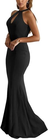 Women's Halter Neck Sleeveless Bridesmaid Maxi Dress Backless Cocktail Prom Evening Wedding Guest Long Formal Dresses in Saudi Arabia