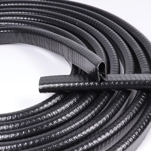 حافة مطاطية بطول 16 قدم على شكل حرف U مع معدن 1/2 بوصة × 3/8 بوصة - فتحة مناسبة 3/64 بوصة إلى 1/4 شريط إغلاق حافة باب السيارة، تجريد الطقس من البولي فينيل كلوريد مع الفولاذ، واقي حافة معدنية، أسود in Kuwait