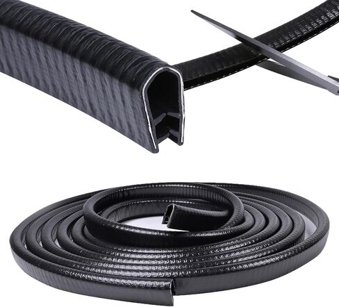 حافة مطاطية بطول 16 قدم على شكل حرف U مع معدن 1/2 بوصة × 3/8 بوصة - فتحة مناسبة 3/64 بوصة إلى 1/4 شريط إغلاق حافة باب السيارة، تجريد الطقس من البولي فينيل كلوريد مع الفولاذ، واقي حافة معدنية، أسود in Kuwait
