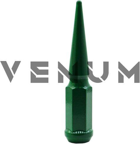 Venum wheel accessories 32 Pc Gloss Forest Green Spike Lug Nuts Powder Coated | Steel | 4.5" Tall | M14x1.5 Thread Pitch + 1 Key Works with Ford F-250 F-350 Aftermarket Wheels in Saudi Arabia