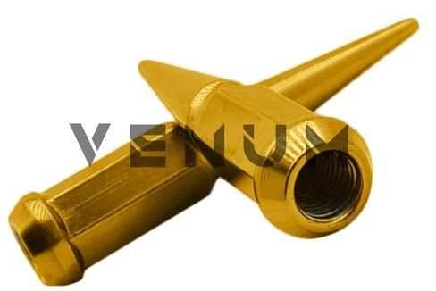 20 Pc Candy Gold Spike Lug Nuts Powder Coated | Steel | 4.5" Tall | M14x1.5 Thread Pitch + More 1 Key Compatible with Chevrolet C-1500 (5 Lug) in Saudi Arabia