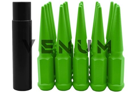20 Pc Flat Lime Green Spike Lug Nuts Powder Coated | Steel | 4.5" Tall | M14x1.5 Thread Pitch + More 1 Key Compatible with Chevrolet C-1500 Pickup Tahoe 2WD Yukon (5 Lug) 1998-1998 1992-1999 in Saudi Arabia