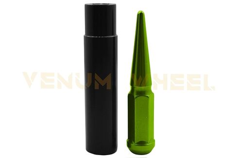 24 Pc Lime Green Spike Lug Nuts 4.5" Tall Solid 1 Piece Spiked + Key | Compatible with Ram 1500 New 6 Lug in Saudi Arabia
