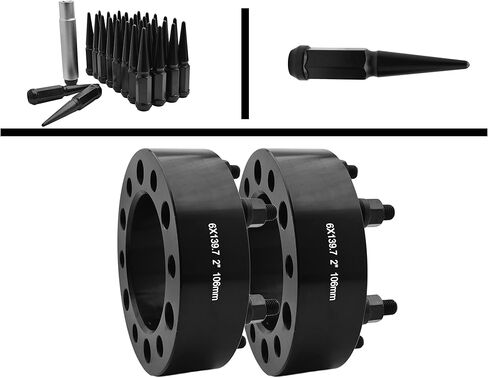 Venum wheel accessories 2pc Hubcentric Black 2" Adapters 106mm Hub 2001-2018 4Runner Tacoma + 24 Black 12x1.5 Spike Security Lug Nuts & Key Socket in Saudi Arabia