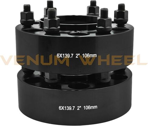 Venum wheel accessories 2pc Hubcentric Black 2" Adapters 106mm Hub 2001-2018 4Runner Tacoma + 24 Black 12x1.5 Spike Security Lug Nuts & Key Socket in Saudi Arabia