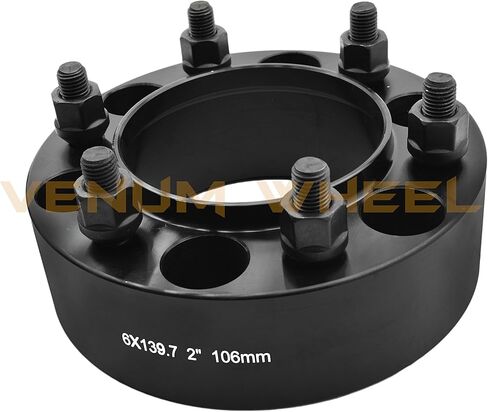 Venum wheel accessories 2pc Hubcentric Black 2" Adapters 106mm Hub 2001-2018 4Runner Tacoma + 24 Black 12x1.5 Spike Security Lug Nuts & Key Socket in Saudi Arabia
