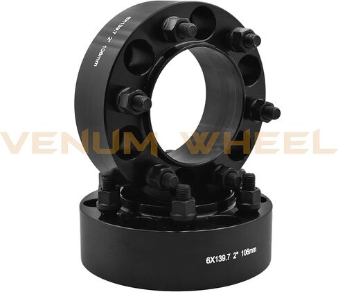 Venum wheel accessories 2pc Hubcentric Black 2" Adapters 106mm Hub 2001-2018 4Runner Tacoma + 24 Black 12x1.5 Spike Security Lug Nuts & Key Socket in Saudi Arabia