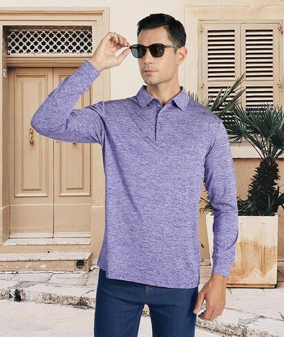 Polo Shirts for Men Long Sleeve Golf Shirt Casual Collared T-Shirts in Saudi Arabia