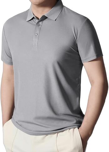 Men's Short Sleeve Polo Shirt Summer Casual Plain Color Quick Dry Business T Shirt Lightweight Breathable Stretch Wear in Saudi Arabia