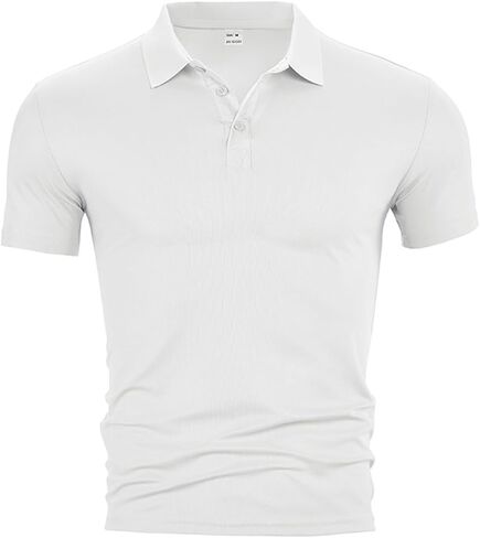 Men's Short Sleeve Polo Shirt Summer Casual Plain Color Quick Dry Business T Shirt Lightweight Breathable Stretch Wear in Saudi Arabia