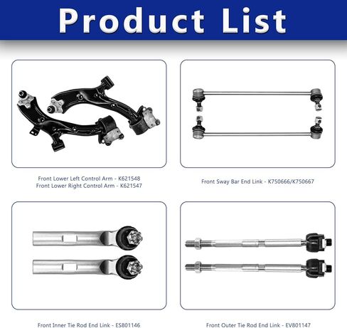 Control Arm, Replacement For Front Lower Control Arm with Ball Joint Sway Bar Inner Outer Tie Rod Compatible With 2013-2018 Acura RDX - 8 Pcs in Saudi Arabia