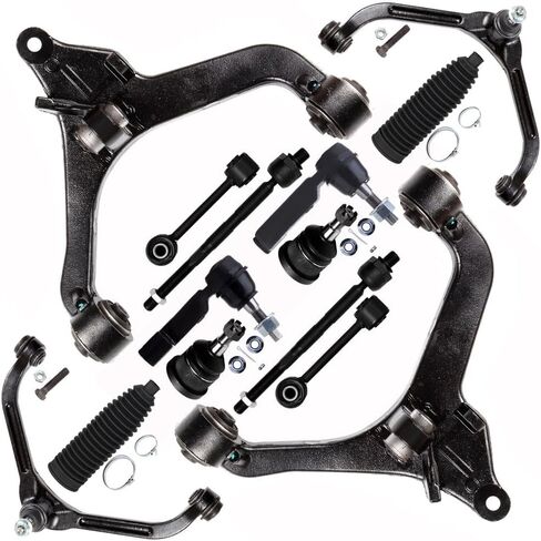 SCITOO 14pcs Front Suspension Kit Lower and Upper Control Arm with Ball Joint fit 2006-2007 for Jeep Liberty Outer Inner Tie Rod End w/Steering Boot Sway Bar Link in Saudi Arabia