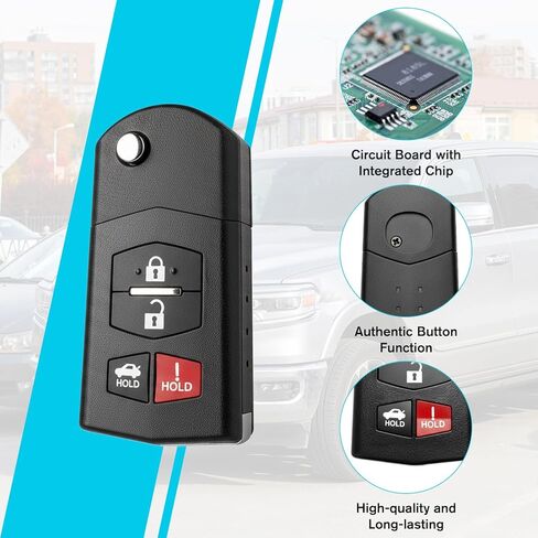 Car Key Fob Keyless Entry Remote 315MHz BGBX1T478SKE125-01 for Mazda 3 Seden 2010-2013 for Mazda 6 2010-2013 / MX-5 Miata 2006-2015 | 4 Buttons with Door Key in Saudi Arabia