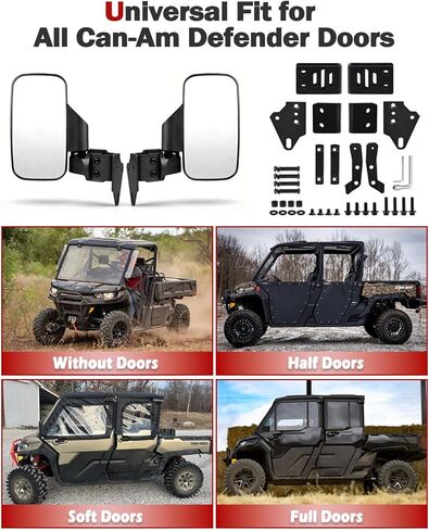 Upgrade Defender Side Mirrors, UNIGT UTV Side Mirror Compatible with Can Am Defender HD10 HD9 HD8 HD7 HD5 2016-2026, Easy Install & Adjustable Fit Full/Half-door, No door & 1pcs Seat Belt Bypass in Saudi Arabia