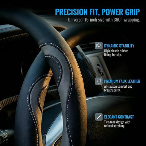 Car Steering Wheel Cover-15 Universal Fit,Breathable Faux Leather Cover with Anti-Slip Lining All Season Cartoon Bear Steering Wheel for Diverse Car Brands,Cute Soft Washable Auto Interior Accessory in Saudi Arabia