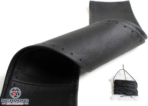 Rirchmond Auto Upholstery - غطاء عجلة القيادة جلدي متوافق مع 2005-2009 Chevy Trailblazer LT LS، أسود in Kuwait