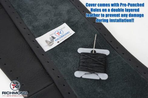 Rirchmond Auto Upholstery - غطاء عجلة القيادة جلدي متوافق مع 2005-2009 Chevy Trailblazer LT LS، أسود in Kuwait