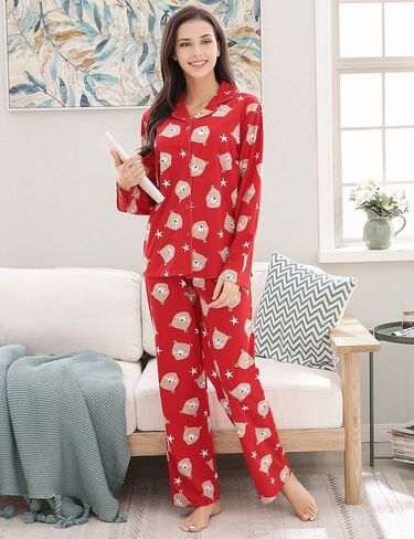 ريتشي هاوس طقم بيجامة نسائي من قطعتين فلانيلة مطبوعة مقاس S-XL RHW2774 in Kuwait