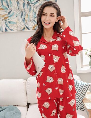 ريتشي هاوس طقم بيجامة نسائي من قطعتين فلانيلة مطبوعة مقاس S-XL RHW2774 in Kuwait