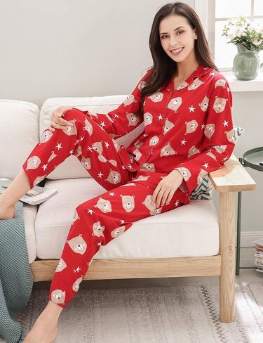 ريتشي هاوس طقم بيجامة نسائي من قطعتين فلانيلة مطبوعة مقاس S-XL RHW2774 in Kuwait
