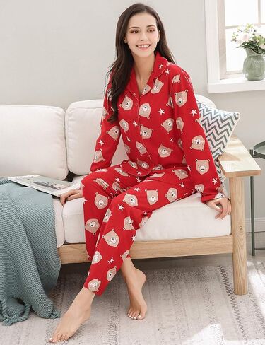 ريتشي هاوس طقم بيجامة نسائي من قطعتين فلانيلة مطبوعة مقاس S-XL RHW2774 in Kuwait