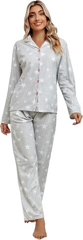 ريتشي هاوس طقم بيجامة نسائي من قطعتين فلانيلة مطبوعة مقاس S-XL RHW2774 in Kuwait